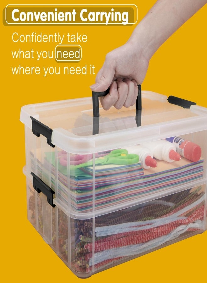 TERGOO 2 Layer Plastic Storage Containers with Lids, Multipurpose Clear Stack & Carry Box, Portable Craft Organizers and Storage Bin for Organizing Art & Craft, Sewing, Makeup, Nail Supplies (Black) - Image 5