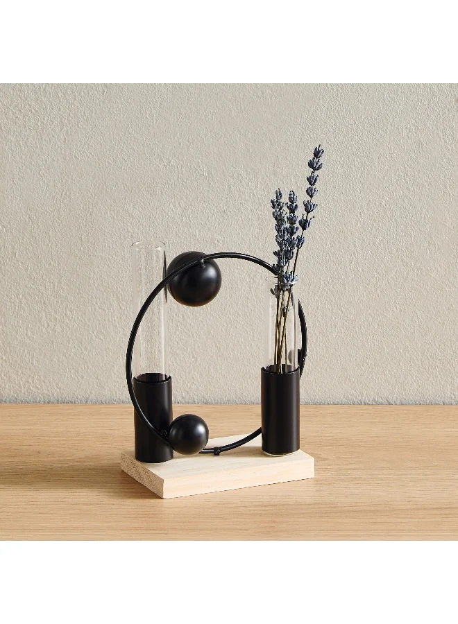 Home Box Wadee Metal Flower Holder Accent with Glass Vase