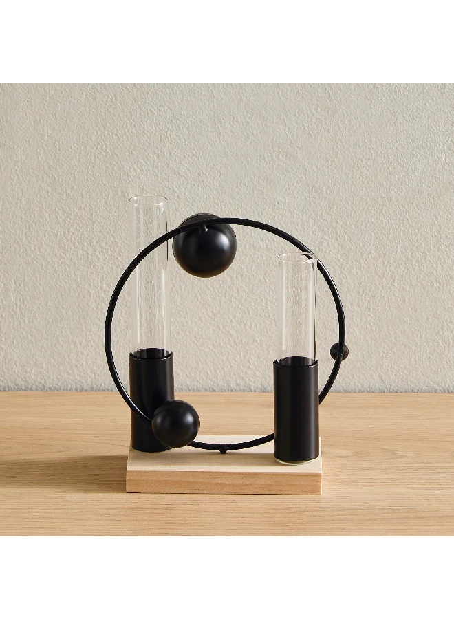 Home Box Wadee Metal Flower Holder Accent with Glass Vase