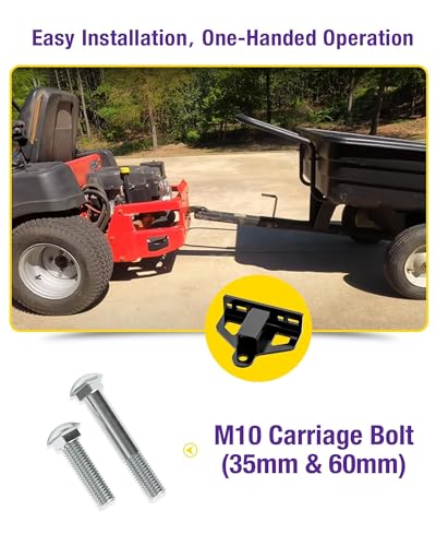HOWBOW Zero Turn Lawn Mower Hitch with 1-1/4" Receiver, 6mm Thicker Heavy Duty Steel Trailer Receiver Hitch, Universal Upgrade 1-1/4 Hitch Receiver with Versatile Chain Slot and Carriage Bolt Hardware - Image 5