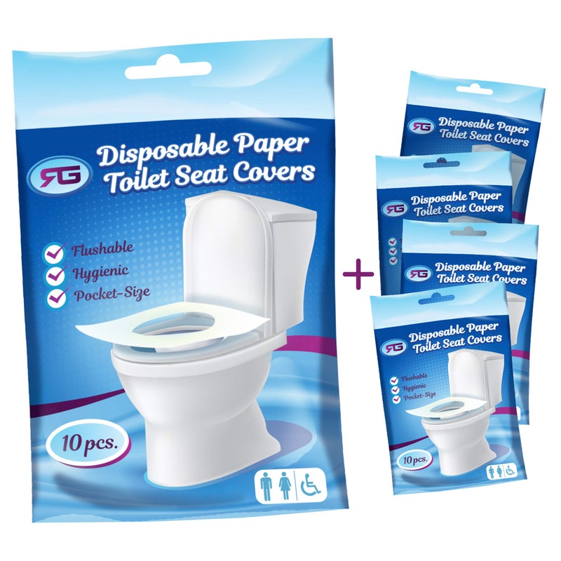 Rockland Guard Toilet Seat Cover  Flushable  Disposable Toilet Seat Cover for Bathroom  Road Trip Accessories  Travel Essentials for Kids  Adults  5 Resealable Packs with 10 Sheets  50Count