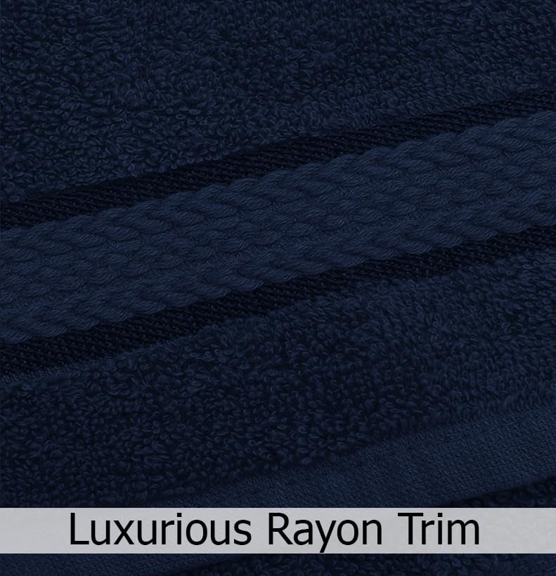 COTTON CRAFT Ultra Soft 6 Piece Towel Set - 2 Large Bath Towels, 2 Hand Towels, 2 Washcloths - Absorbent 580 GSM Quick Dry Everyday Luxury Hotel Bathroom Spa Gym Shower Pool - 100% Cotton - Navy - Image 2
