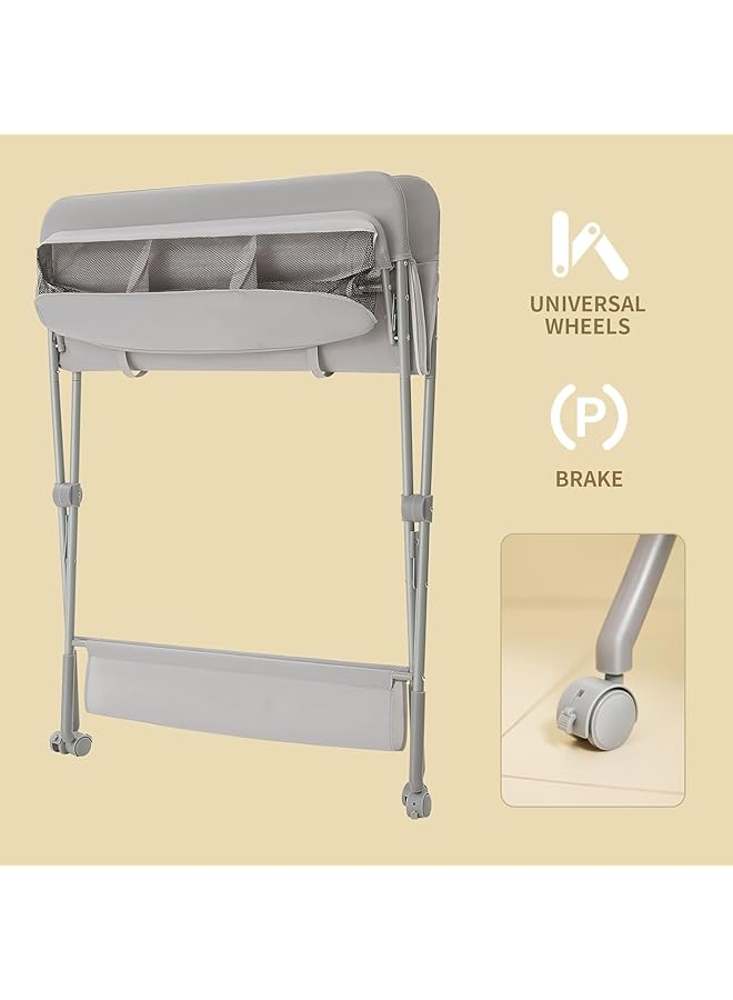إيروريكس طاولة تغيير حفاضات الأطفال مع عجلات قابلة للطي، قابلة لضبط الارتفاع على 5 مستويات - Image 5