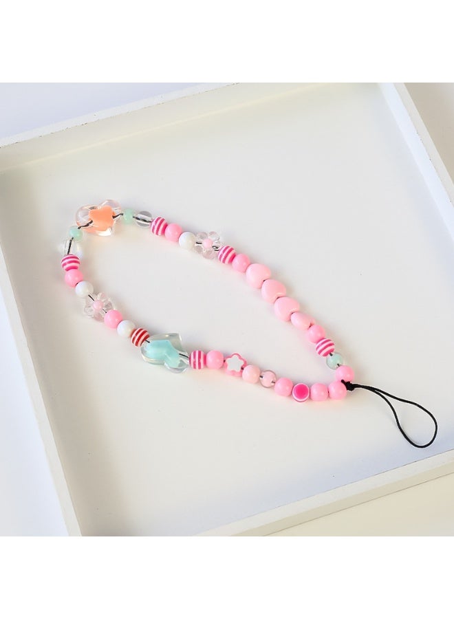 NIBEMINENT Phone Charm/ Chain Strap for Women Girls, Beaded Cartoon Cell Phone Case Lanyard Wrist Strap - Image 1