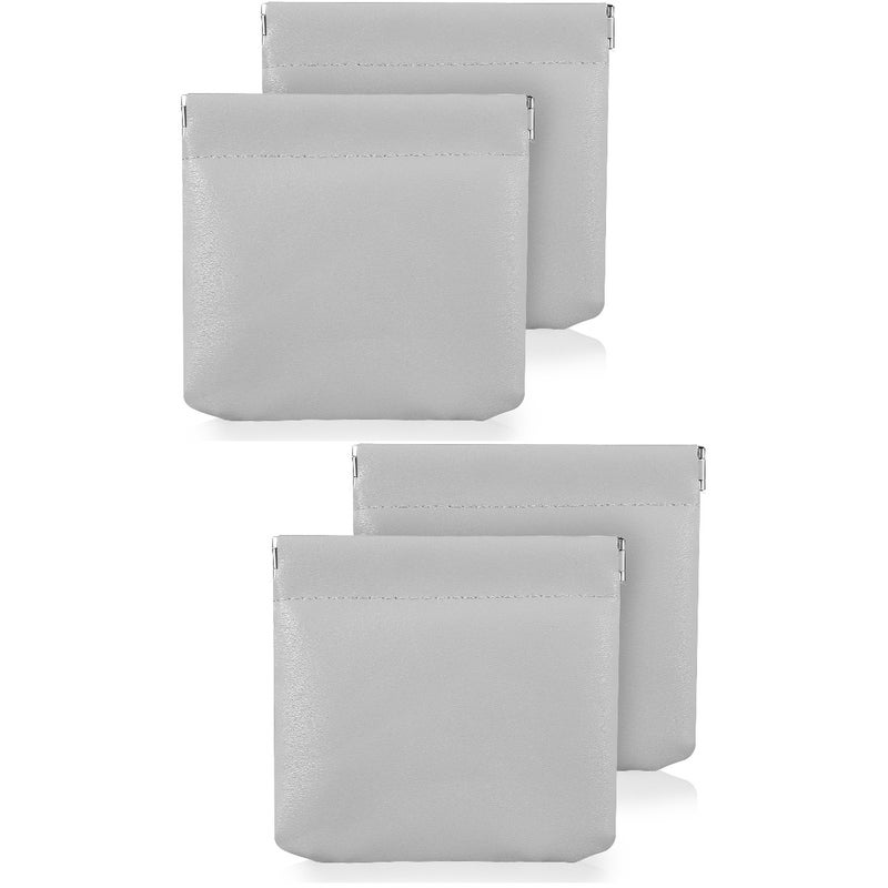 4 Pcs Multipurpose Small Leather Pouches No Zipper Self-closing Cosmetic Bags Travel Storage Bags for Earphones Jewelry - Image 1
