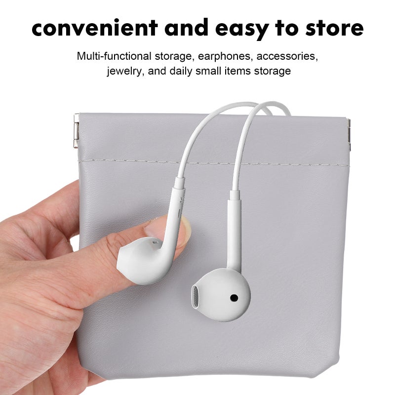 4 Pcs Multipurpose Small Leather Pouches No Zipper Self-closing Cosmetic Bags Travel Storage Bags for Earphones Jewelry - Image 2