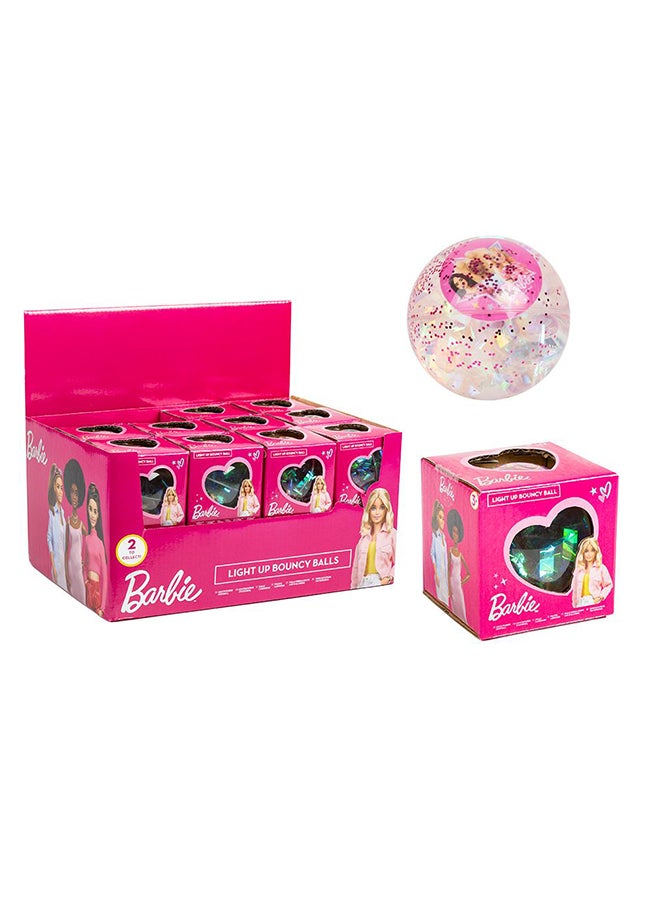 RMS Barbie LED Glitter Bouncy Balls 2 Assorted – Light-Up Sparkle Ball Toy for Kids, Active Play Gift - Image 1
