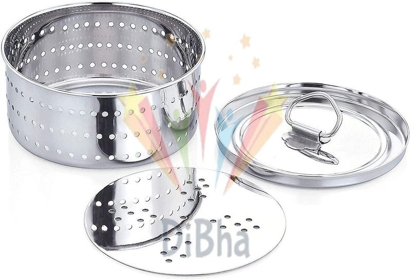 DiBha Stainless Steel Round Shape Paneer Cheese, Tofu, Sprouts Maker Mould Color - Steel (Set of 1, 350 ml), Silver - Image 1