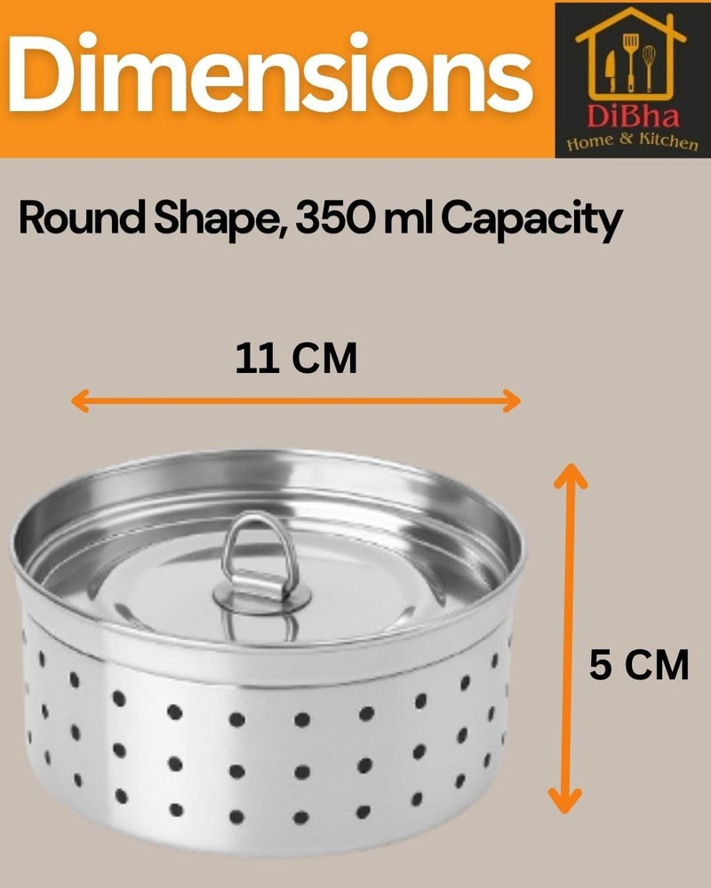 DiBha Stainless Steel Round Shape Paneer Cheese, Tofu, Sprouts Maker Mould Color - Steel (Set of 1, 350 ml), Silver - Image 4