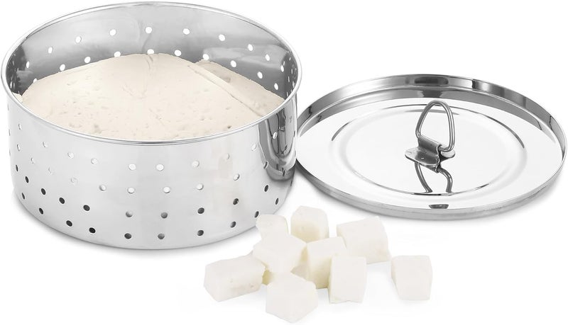 DiBha Stainless Steel Round Shape Paneer Cheese, Tofu, Sprouts Maker Mould Color - Steel (Set of 1, 350 ml), Silver - Image 5