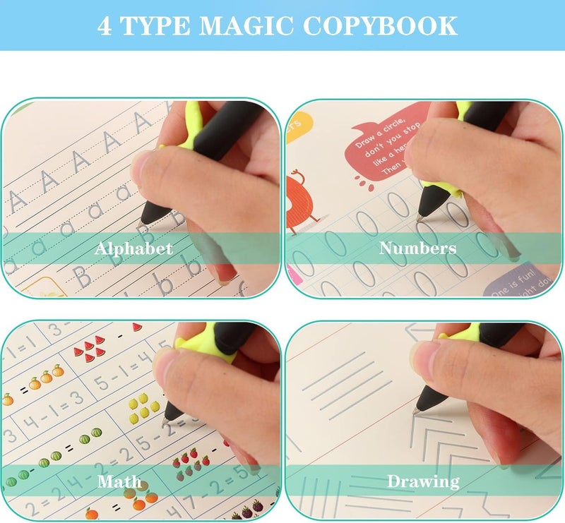 AALGO Magic Grooved Writing Books for Kids, Handwriting Practice for Ages 5–7, Tracing Books for Kids Ages 3–5, Preschool & Kindergarten Workbook with Letters, Numbers, Math & Drawing - Image 5