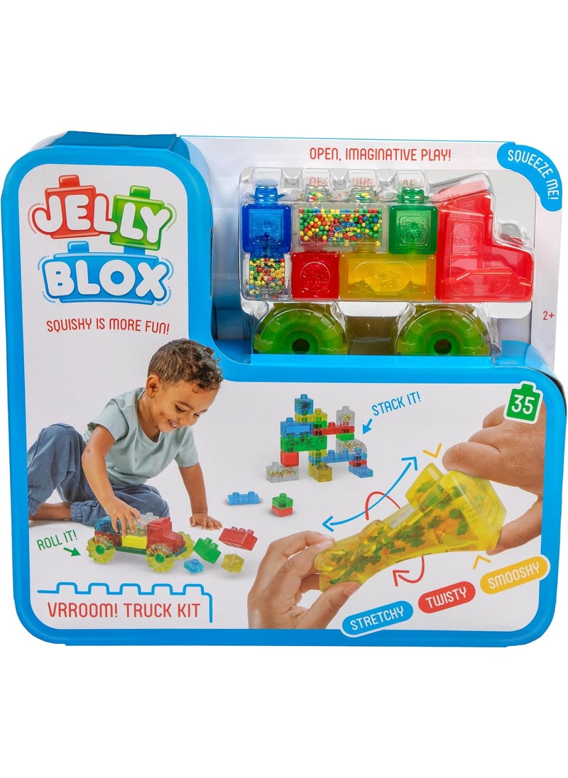 Goliath Goliath Jelly Blox Vrooom Truck Kit  Includes 35 Blocks  Toddler  Preschool Building Blocks Kids Can Squeeze Stretch Squish  Safety Tested  OuchFree  Tactile Sensory Play Toy for Ages 2  - Image 1