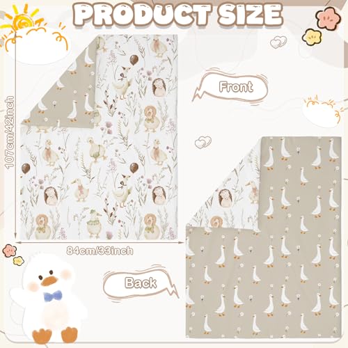 Hahafelt 4 Pieces Crib Bedding Set for Girls and Boys Soft Baby Bedding Set Including Crib Skirt Comforter Sheet and Diaper Stacker for NurseryGoose Theme - Image 3
