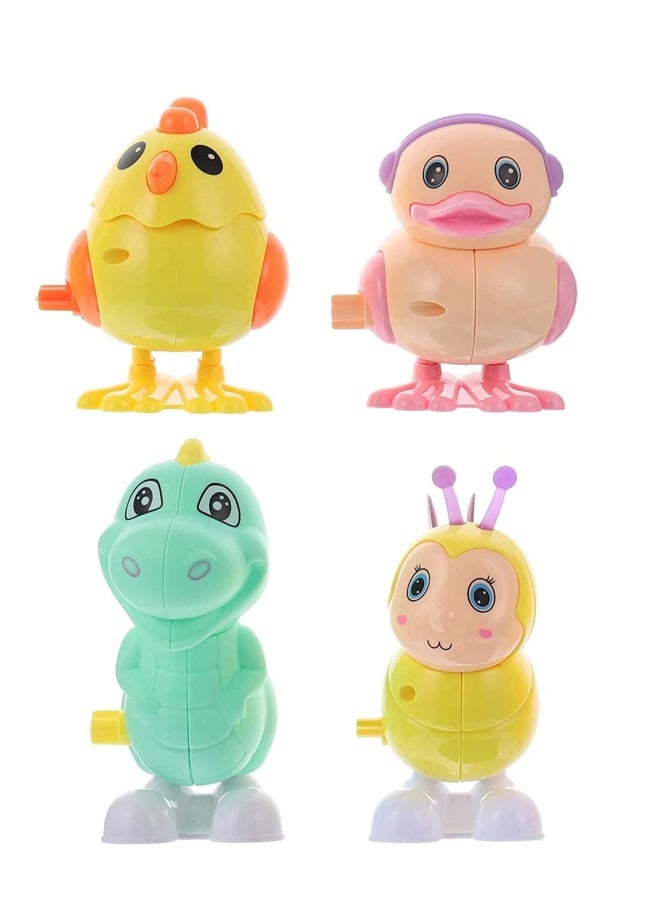 Animal Wind Up Toys Chick Duck Bee Dinosaur Clockwork Toys Farm Animal Figurine Figure Statue for Toddlers Kids Carnival Birthday Party Favors 4pcs (Random Color) - Image 1