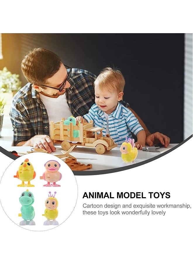 Animal Wind Up Toys Chick Duck Bee Dinosaur Clockwork Toys Farm Animal Figurine Figure Statue for Toddlers Kids Carnival Birthday Party Favors 4pcs (Random Color) - Image 2