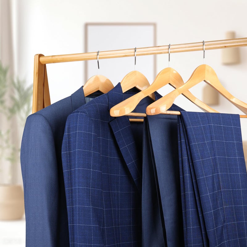 meqution Coat Hanger 8-Pack, MEQUTION Wood Hangers Trouser Hangers Extra Wide Shoulder Wooden Hangers for Heavy Coat, Sweater, Skirt, Suit, Pants, Retro Finish (Natural) - Image 3