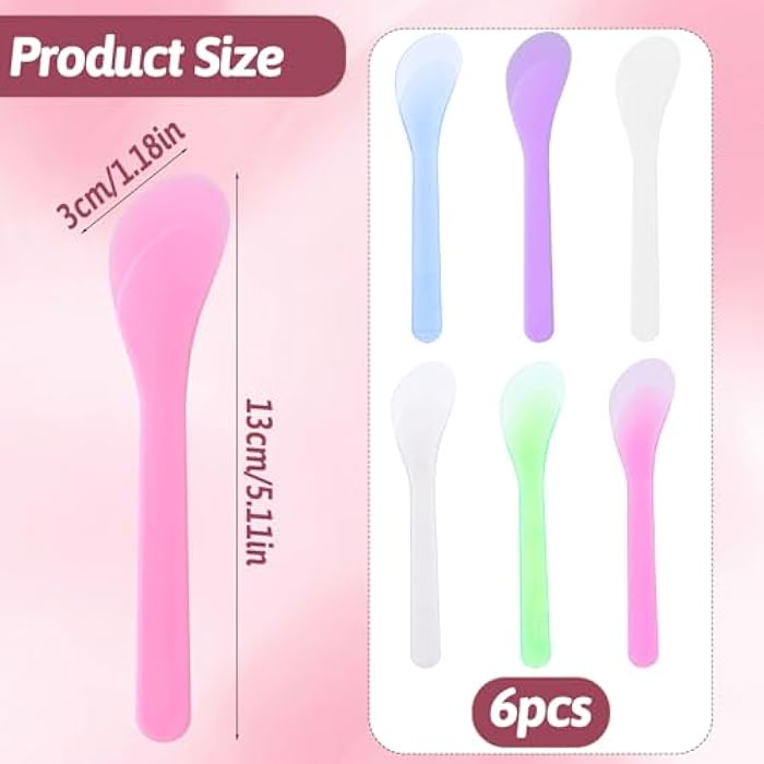 Alrhso 6Pcs Makeup Scoops Spatulas, Plastic Beauty Spoon Reusable Cosmetic Mask Mixing Spoon Cream Brush Makeup Tools for Lotions Cream and Sampling Tool (6 colors) - Image 2