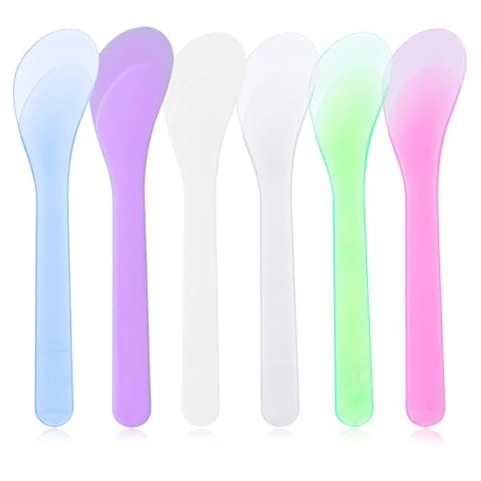 Alrhso 6Pcs Makeup Scoops Spatulas, Plastic Beauty Spoon Reusable Cosmetic Mask Mixing Spoon Cream Brush Makeup Tools for Lotions Cream and Sampling Tool (6 colors) - Image 1
