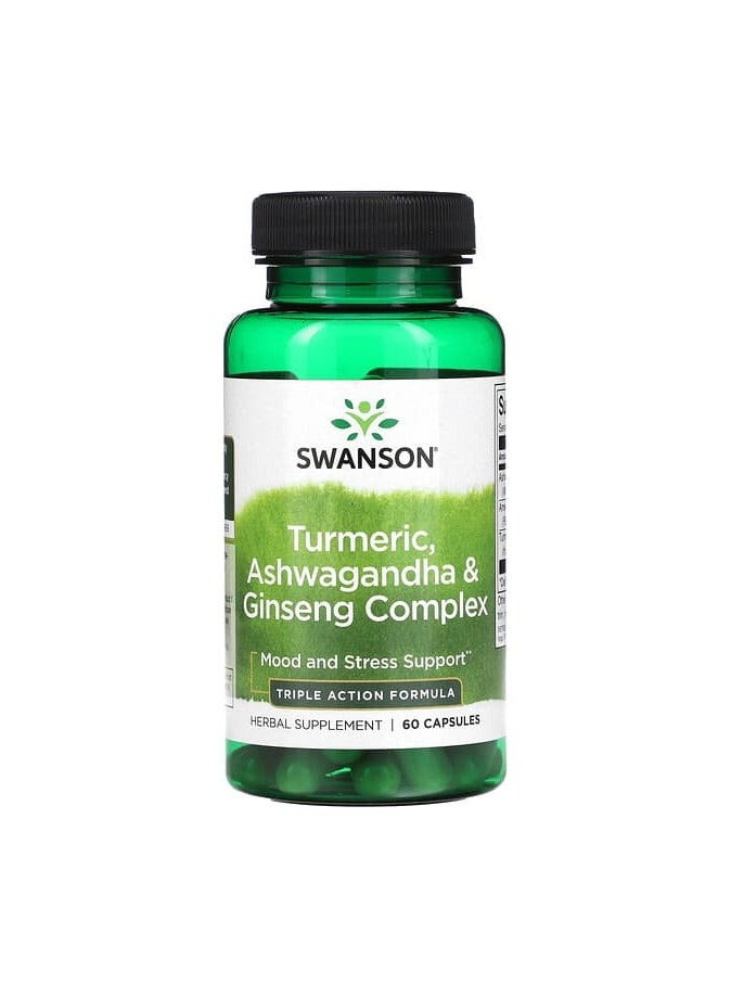 SWANSON Turmeric, Ashwagandha & Ginseng Complex, 60 Capsules