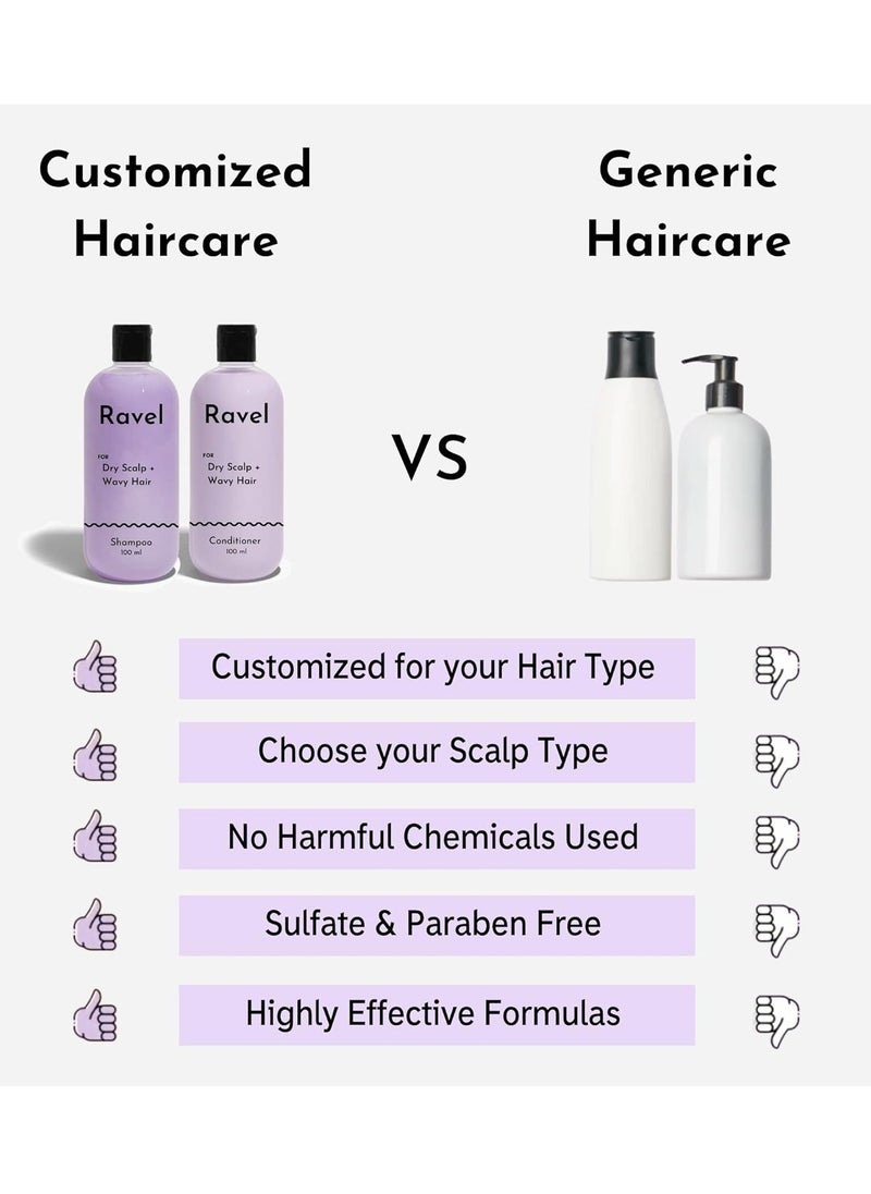 RAVEL - Ravel Customised Hair Care Set For Dry Scalp Wavy , HAIR Shampoo 200ml and Hair mask 100g Pack of 2 - Image 1