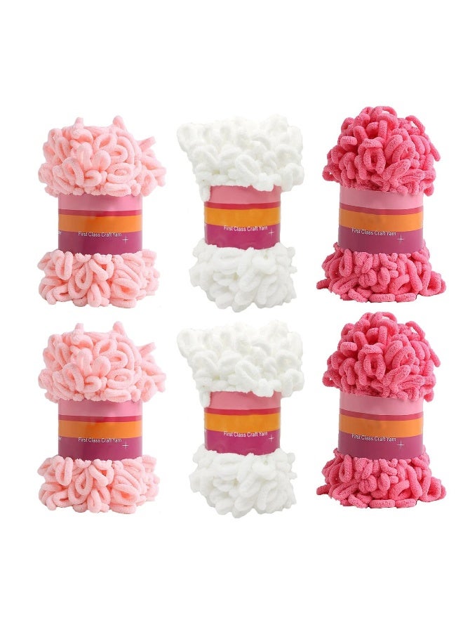 6 Pack Loop Yarns Fun Finger, Off The Hook Yarn, Chunky Chenille Yarn for Crocheting, 6 Skeins Soft Loop Blanket Yarn for Beginners Knitting No Needles or Hooks 8.7 YardsPack - Image 1