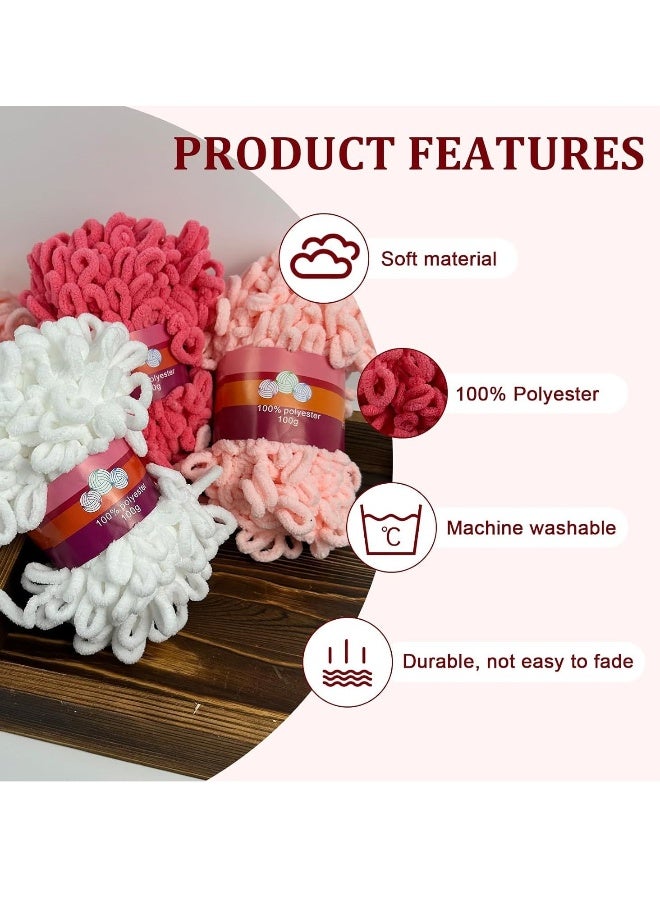 6 Pack Loop Yarns Fun Finger, Off The Hook Yarn, Chunky Chenille Yarn for Crocheting, 6 Skeins Soft Loop Blanket Yarn for Beginners Knitting No Needles or Hooks 8.7 YardsPack - Image 4