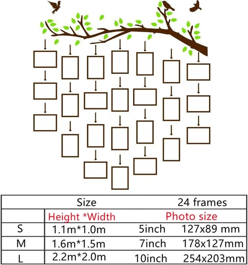 ملصق حائط ثلاثي الأبعاد من الأكريليك على شكل شجرة عائلة مع إطارات صور DIY (إطار كوفي 1) - Image 2