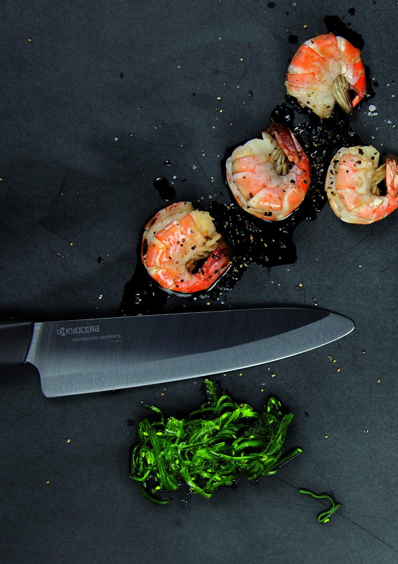 Kyocera Innovation Series Ceramic 5" Slicing Knife, with Soft Touch Ergonomic Handle-Black Blade, Black Handle - Image 5