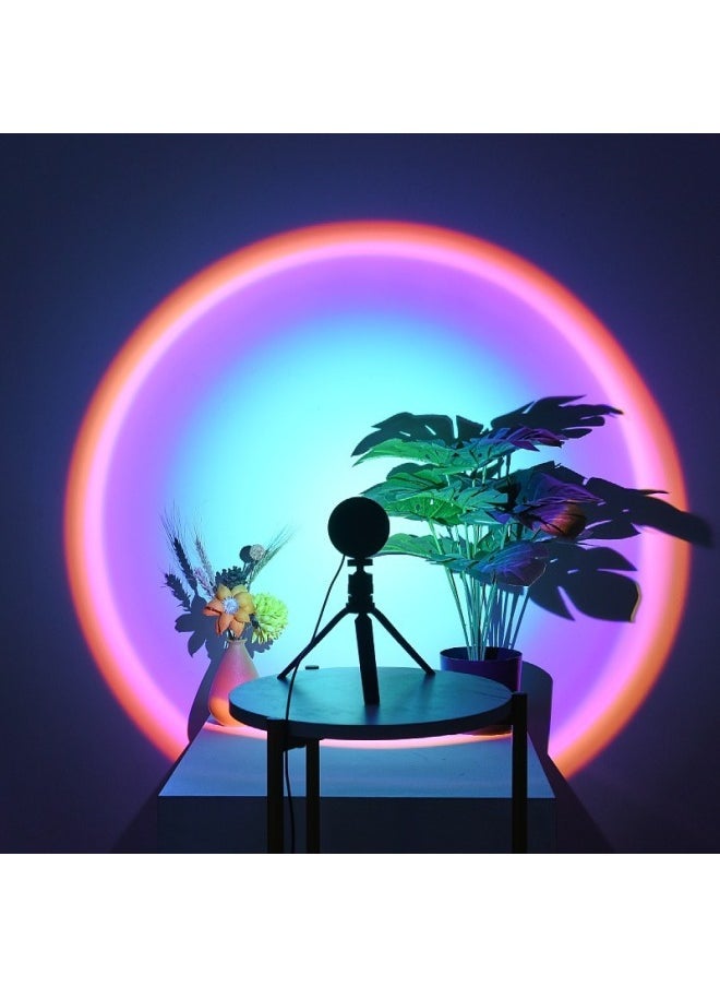 Generic - Sunset Light Internet Celebrity Photographing Atmosphere Background Light RGB Dusk Breaking Dawn Table Lamp Floor Desktop Projection Night Light-Power Supply:Sea Sky Color-Light Color:Universal Head Short (ABS Material) - Image 1