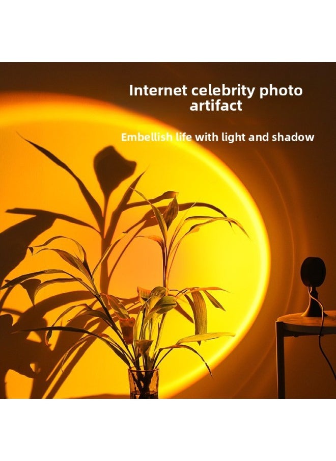Generic - Sunset Light Internet Celebrity Photographing Atmosphere Background Light RGB Dusk Breaking Dawn Table Lamp Floor Desktop Projection Night Light-Power Supply:Sea Sky Color-Light Color:Universal Head Short (ABS Material) - Image 1