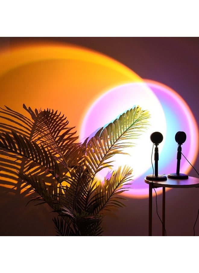 Generic - Sunset Light Internet Celebrity Photographing Atmosphere Background Light RGB Dusk Breaking Dawn Table Lamp Floor Desktop Projection Night Light-Power Supply:Sea Sky Color-Light Color:Universal Head Short (ABS Material) - Image 1