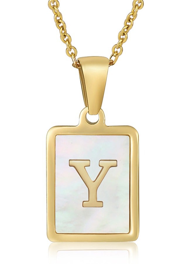 MissTiara Capital Letter A-Z Initial Chain Necklace For Girls Women Stainless Steel Square Charm A-Z Alphabet Pendant Necklace Good idea for birthday gifts graduation commemorations or classmate gifts - Image 2