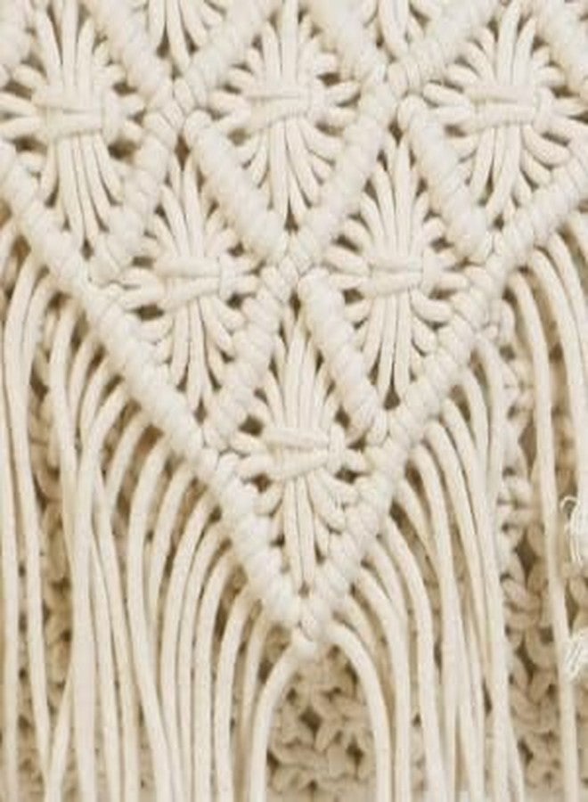 تي إم إس حقيبة كروس أنيقة من تي إم إس بلون أبيض كريمي، مصنوعة من قماش المكرمية - عرض 10 بوصات × ارتفاع 8 بوصات - تصميم بوهيمي فريد، مثالية للاستخدام اليومي - قطعة واحدة - Image 5