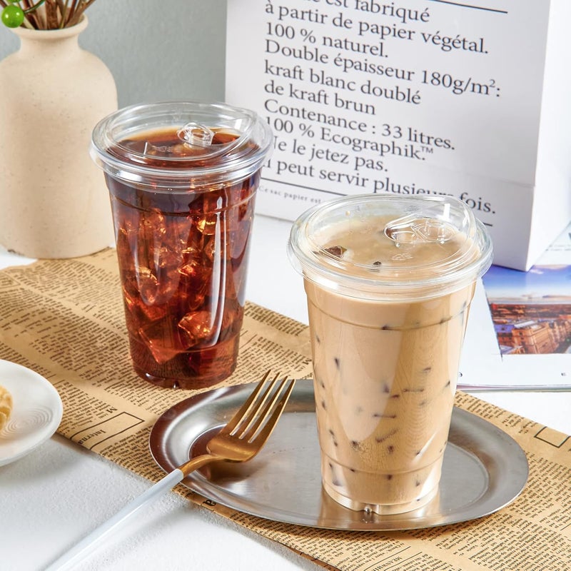 Lilymicky [90 PACK] 20 oz Clear Plastic Cups With Strawless Sip Lids, Disposable Plastic Cups With Sip Through Lids for Ice Coffee, Smoothie, Slurpee, or Any Cold Drinks - Image 5
