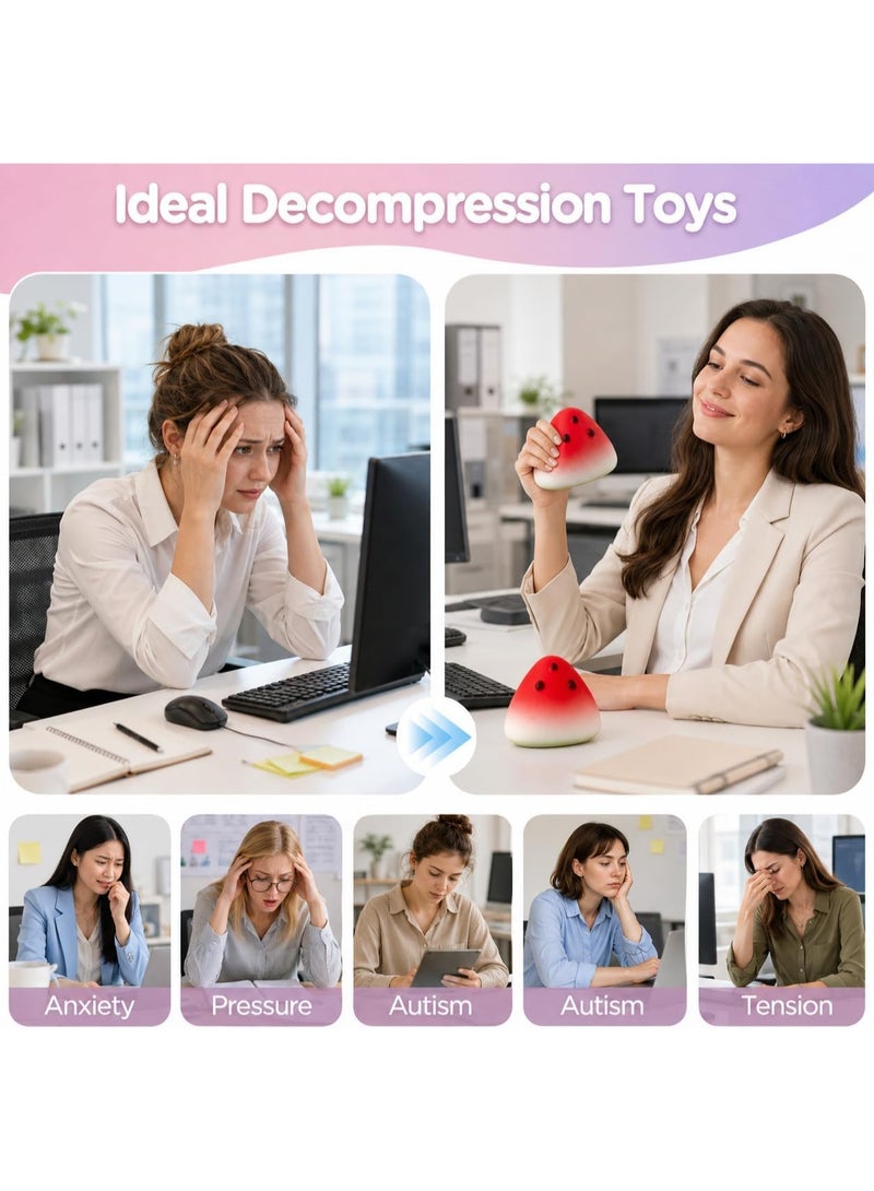 Squishy Toy Watermelon Slice Fidget Toy Slow Rising Stress Relief Toy Anxiety Relief Soft Squeeze Sensory Toy Portable Emotional Relief Desk Toy Gift for Adults Teens Kids - Image 4