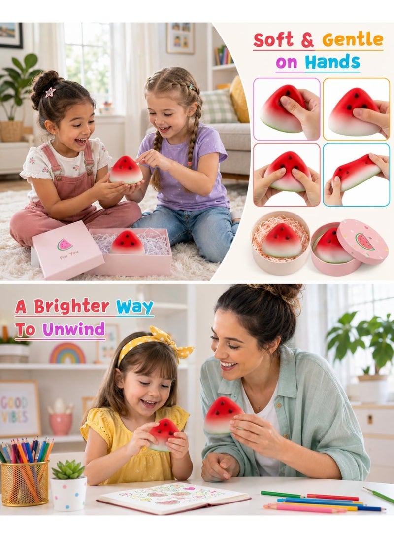 Squishy Toy Watermelon Slice Fidget Toy Slow Rising Stress Relief Toy Anxiety Relief Soft Squeeze Sensory Toy Portable Emotional Relief Desk Toy Gift for Adults Teens Kids - Image 5