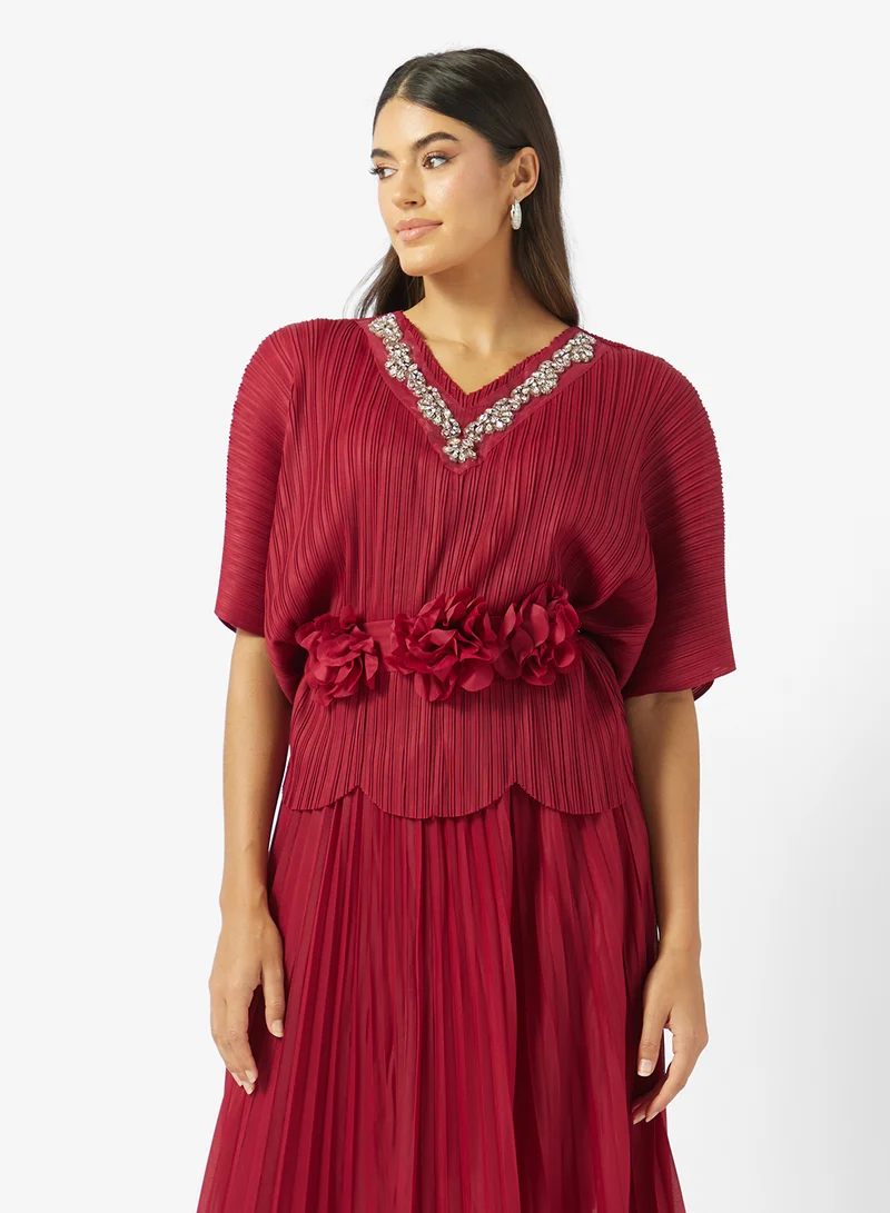 Khizana  Pleated Top & Skirt Set for Women | Best Price UAE