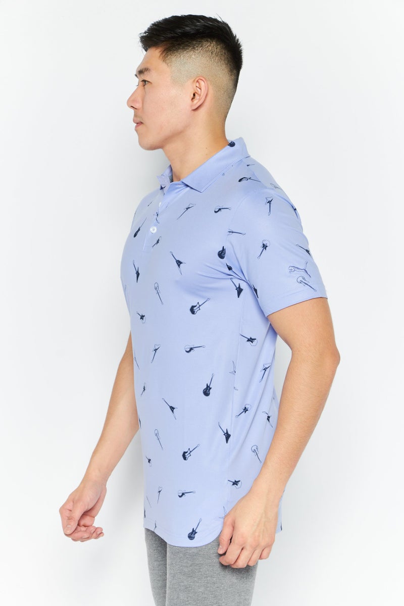 PUMA تي شيرت بولو رياضي للرجال بأكمام قصيرة، خارجي، بنفسجي - Image 2