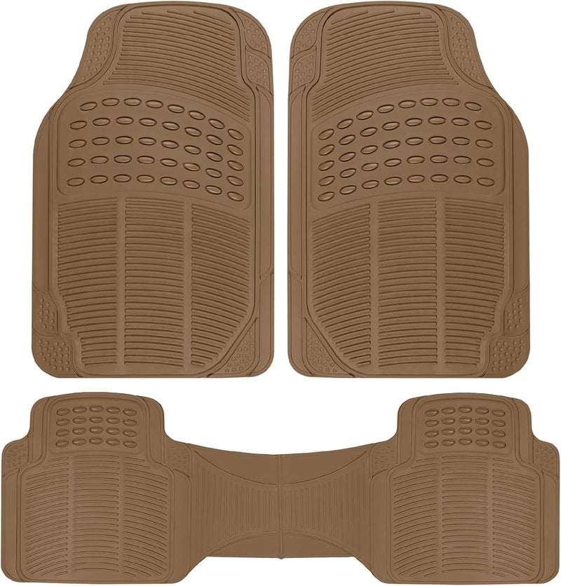 BDK ProLiner Floor Mats for Cars Trucks SUV, Beige 3-Piece Heavy Duty Car Mats with Universal Fit Design, All Weather Car Floor Liners - Image 1