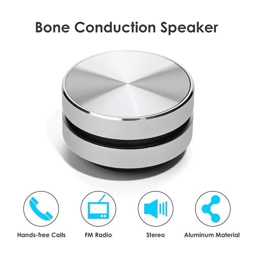 vapeonly Bluetooth Mini Speaker Bone Conduction Portable Wireless Speaker Stereo Bass Sound Creative Portable Speakers Mini Size Music Player for Home,Outdoor,Travel (Silver) - Image 2