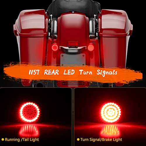 MotoParAcc 1157 Rear LED Turn Signal Lights, 2 Inch Bullet Red Brake Tail Light with Smoked Lens Cover for Harley Sporster 1200, Dyna, Road King, Street Glide, Softail 2020 - Image 3