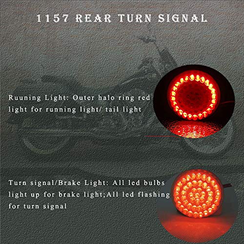 MotoParAcc 1157 Rear LED Turn Signal Lights, 2 Inch Bullet Red Brake Tail Light with Smoked Lens Cover for Harley Sporster 1200, Dyna, Road King, Street Glide, Softail 2020 - Image 5