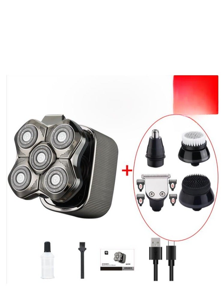 سكال شيفر ماكينة حلاقة الرأس جولد برو للرجال الرطبة والجافة، 4 شفرات لتشذيب الشعر مع محول USB أمريكي وكابل شحن، ماكينة حلاقة دوارة قابلة لإعادة الشحن 4D - Image 4
