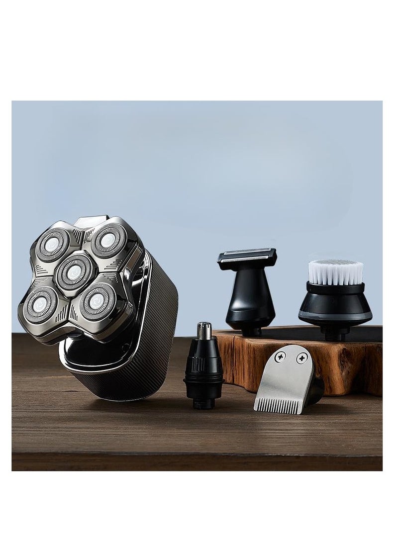 سكال شيفر ماكينة حلاقة الرأس جولد برو للرجال الرطبة والجافة، 4 شفرات لتشذيب الشعر مع محول USB أمريكي وكابل شحن، ماكينة حلاقة دوارة قابلة لإعادة الشحن 4D - Image 3