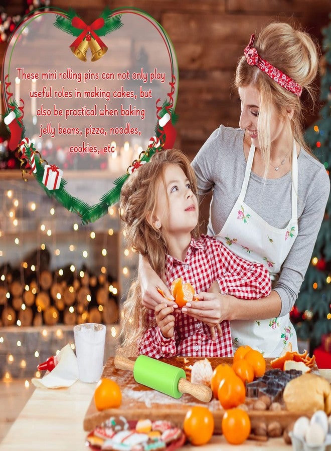Thenshop ١٠ قطع من شوبك صغير للأطفال، ٩ بوصات، مصنوع من السيليكون والخشب، بخمسة ألوان، غير لاصق، بمقبض خشبي، مناسب لعجينة المطبخ والبسكويت والمعجنات والفوندان والكيك. - Image 4