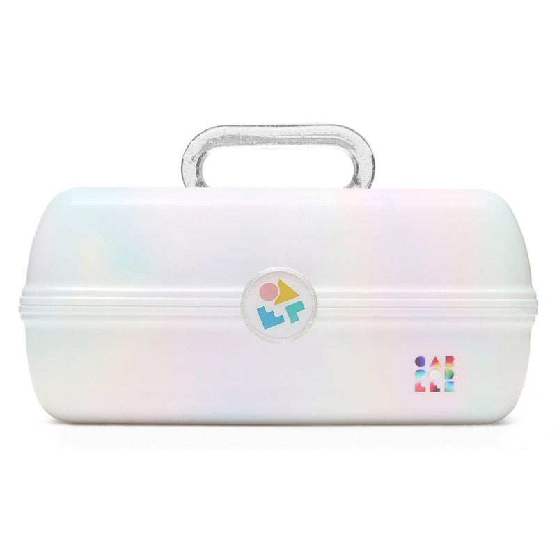 Caboodles On-The-Go Girl Makeup Box, White Opal, Hard Plastic Makeup Organizer Box, Built-In Mirror, Secure Latch for Safe Travel, Spacious Storage for Large Items - Image 5