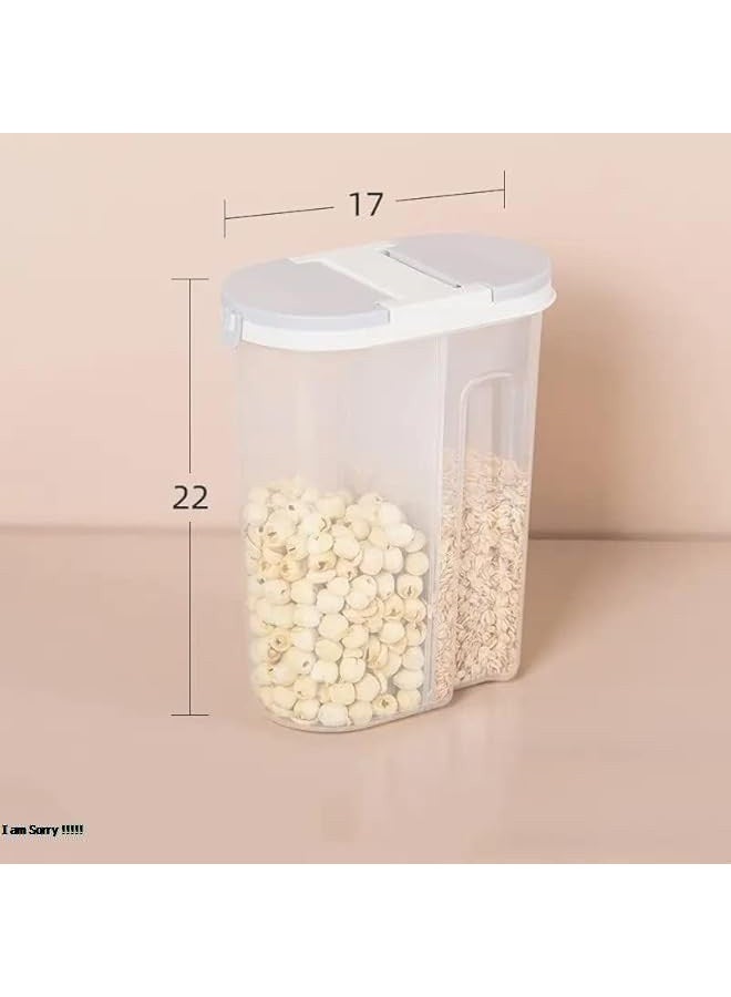 جرين تايجر علب تخزين الحبوب والأطعمة الجافة | طقم من قطعتين من علب تخزين بلاستيكية محكمة الإغلاق للمطبخ | سعة كل علبة حبوب 2.5 لتر مع قسمين | خالية من مادة BPA | آمنة للاستخدام في غسالة الصحون والميكروويف - Image 2