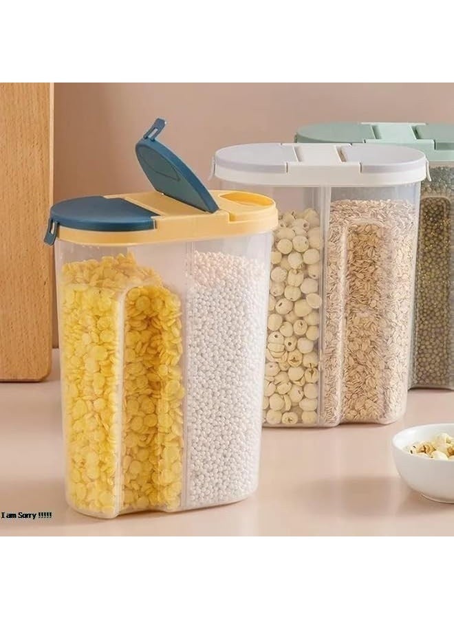جرين تايجر علب تخزين الحبوب والأطعمة الجافة | طقم من قطعتين من علب تخزين بلاستيكية محكمة الإغلاق للمطبخ | سعة كل علبة حبوب 2.5 لتر مع قسمين | خالية من مادة BPA | آمنة للاستخدام في غسالة الصحون والميكروويف - Image 4