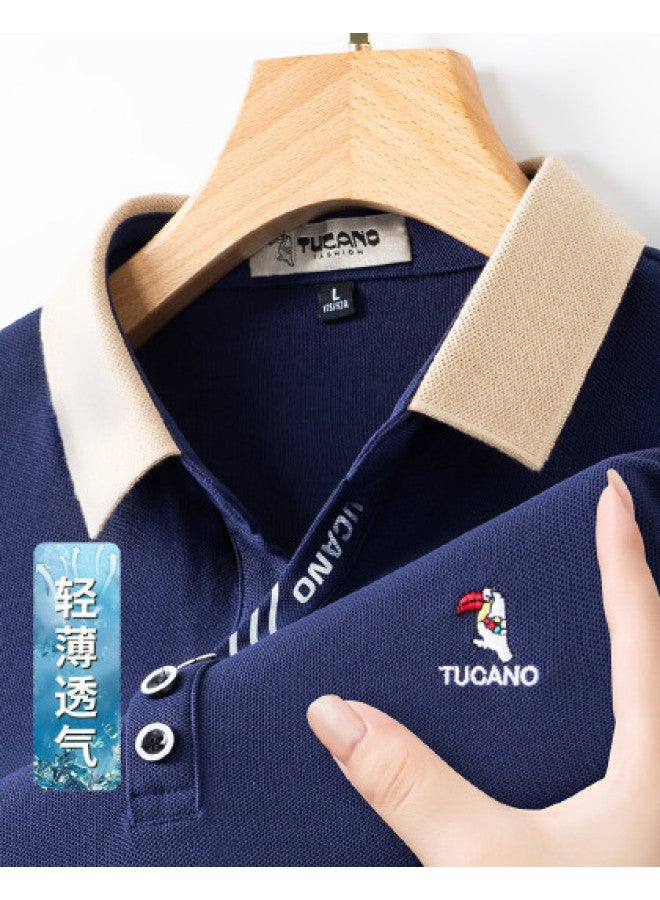 Tucano men's Classic Solid Color Collar Business Casual Breathable Short-sleeve Polo Shirt T-shirt - Image 1