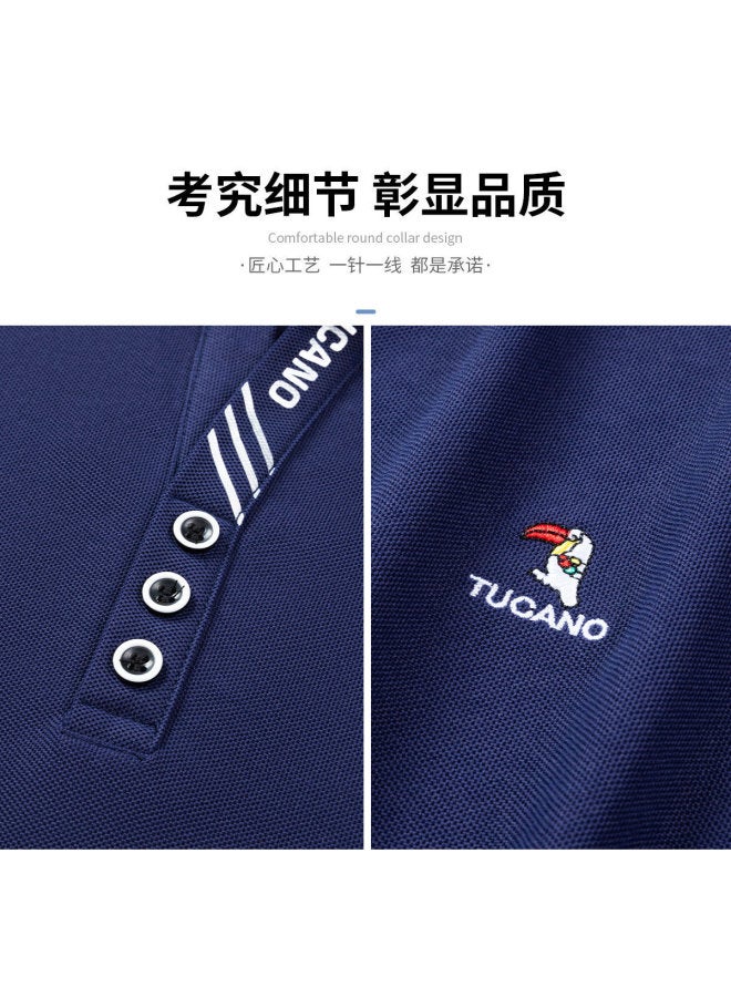 Tucano men's Classic Solid Color Collar Business Casual Breathable Short-sleeve Polo Shirt T-shirt - Image 5